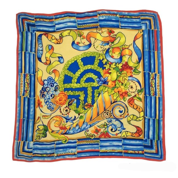 Louis Feraud Accessories - LOUIS FERAUD MutLicolor Fruit & Flower Print Silk Scarf 35"/34,5" EX COND